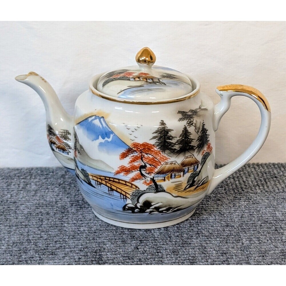 Vintage Japanese Scenic Teapot Dove China Made in Japan Hand Painted Porcelain